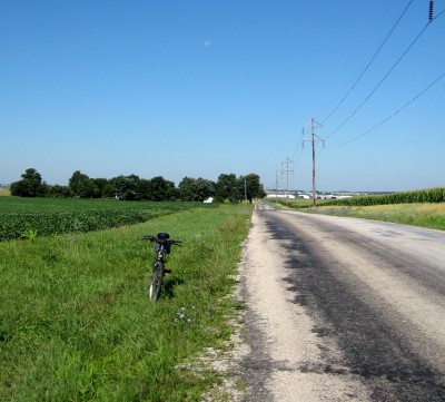 Bicycle on the side of a country road