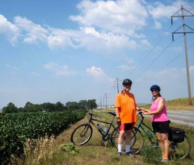 Cyclists on the side of the road