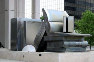 [Photo of library sculpture]