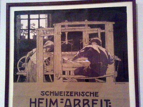 Poster detail showing loom setup