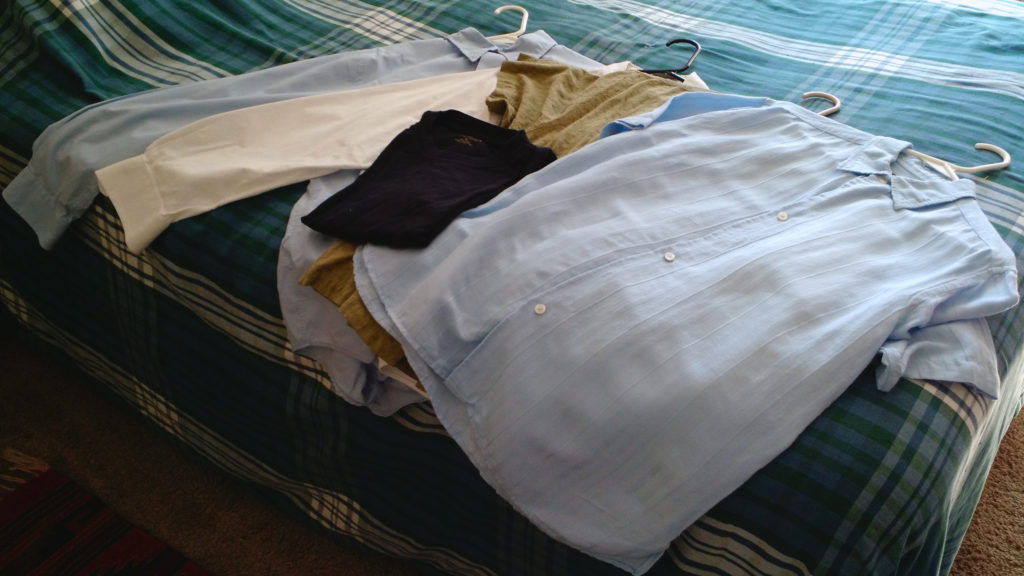 Five shirts from Goodwill at half the cost of one dress shirt from Lands End.