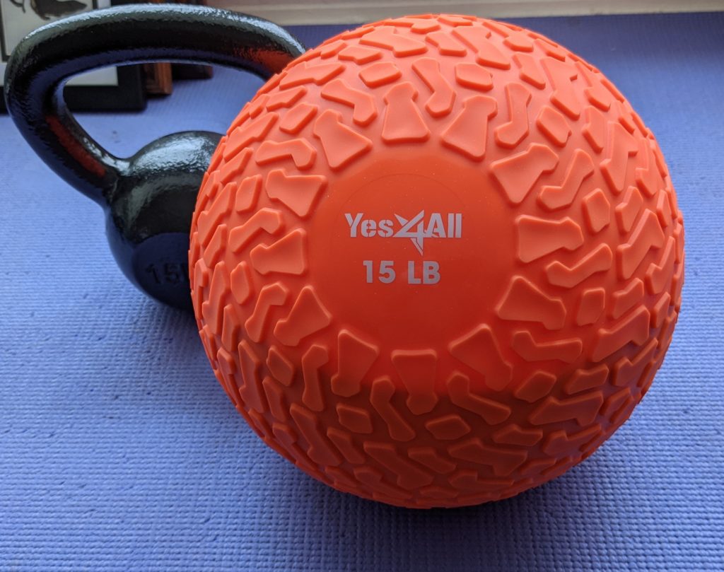 Slamball and kettlebell