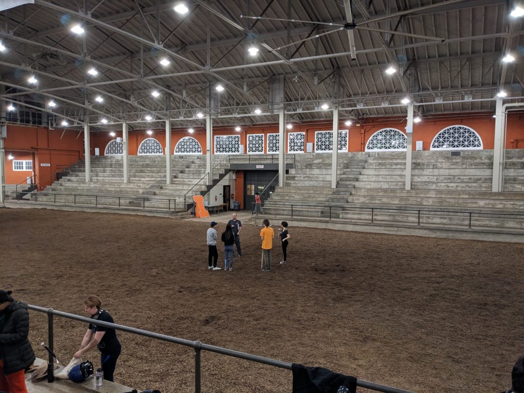 Interior of the stock pavilion as the class was breaking up