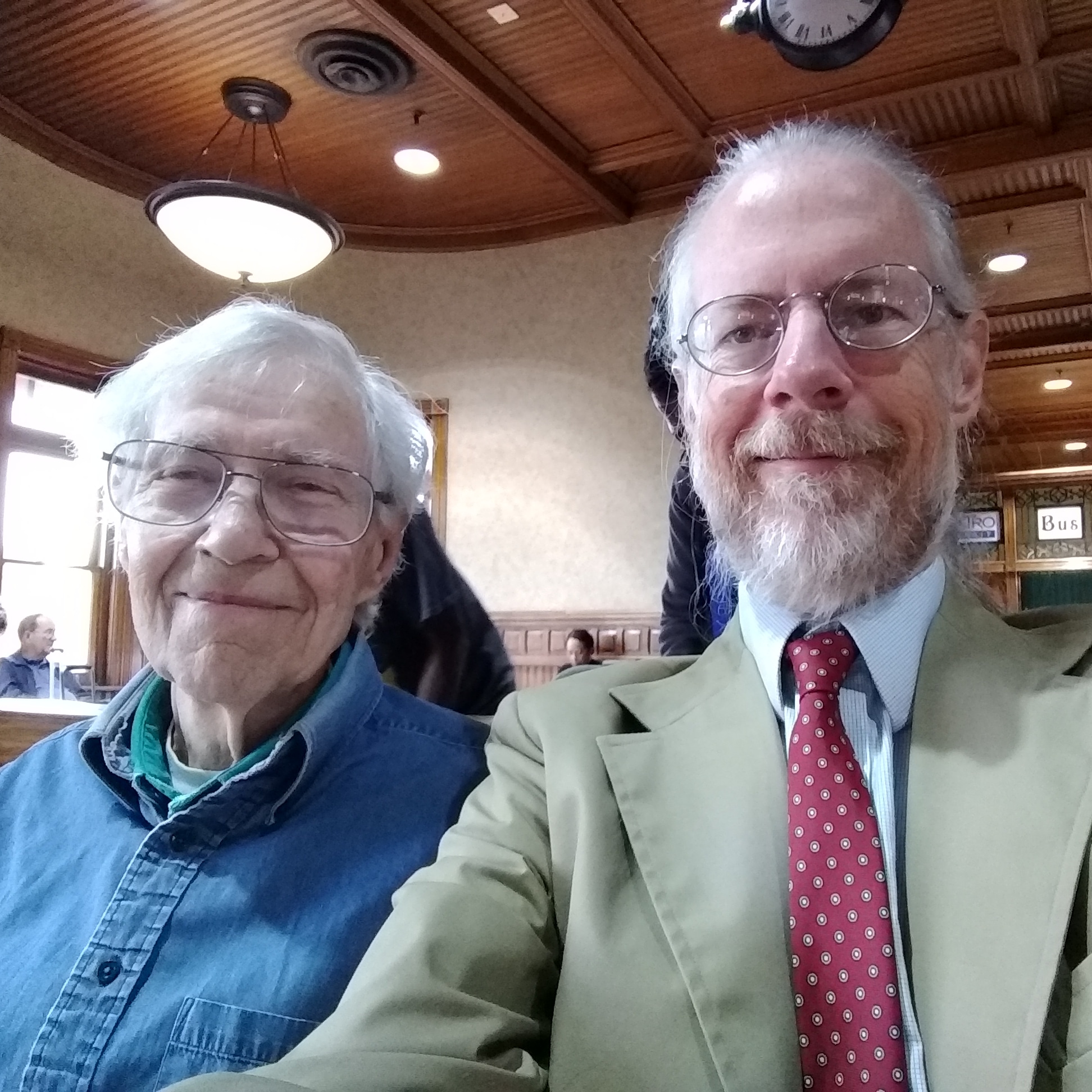 Richard Brewer and Philip Brewer in the Kalamazoo train station
