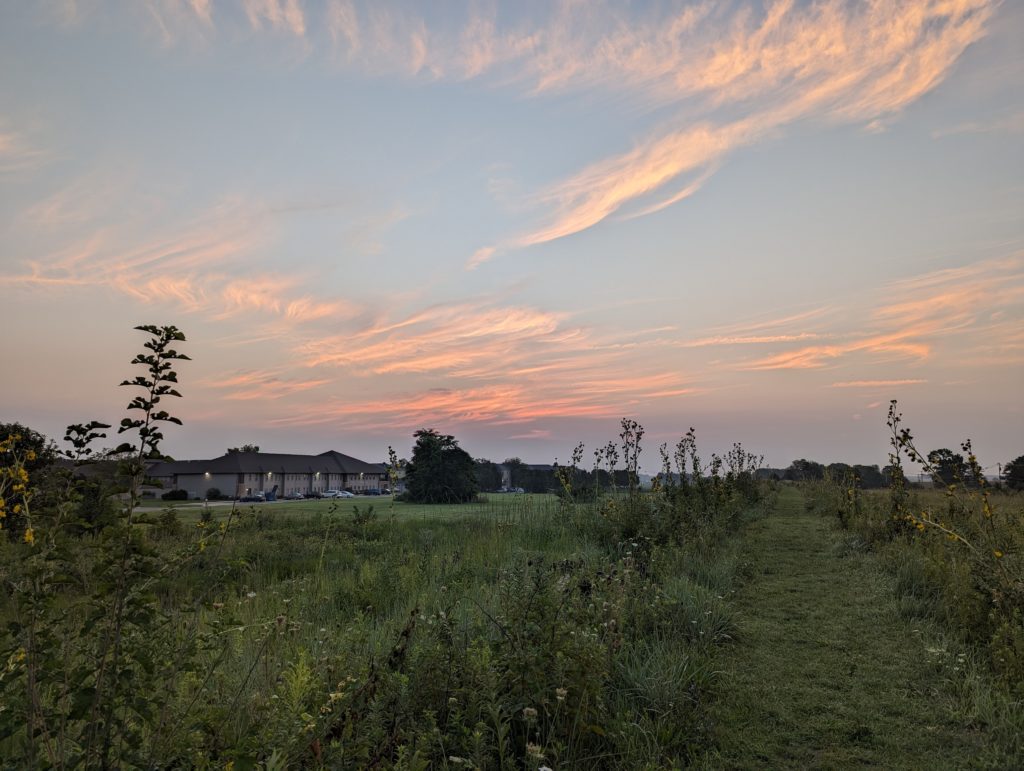 Dawn sky from prairie next to Winfield Village