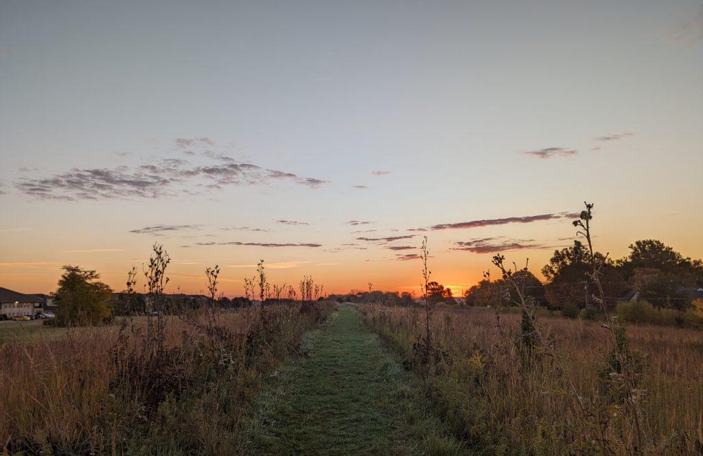 Dawn sky from the prairie next to Winfield Village