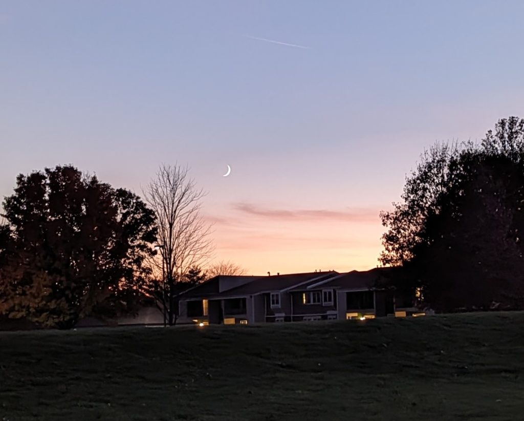 Crescent moon at sunset