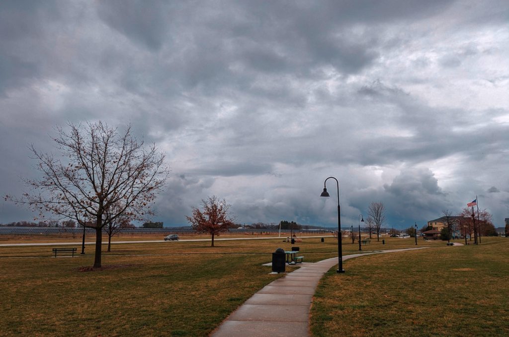 Dramatic clouds over Dohme Park