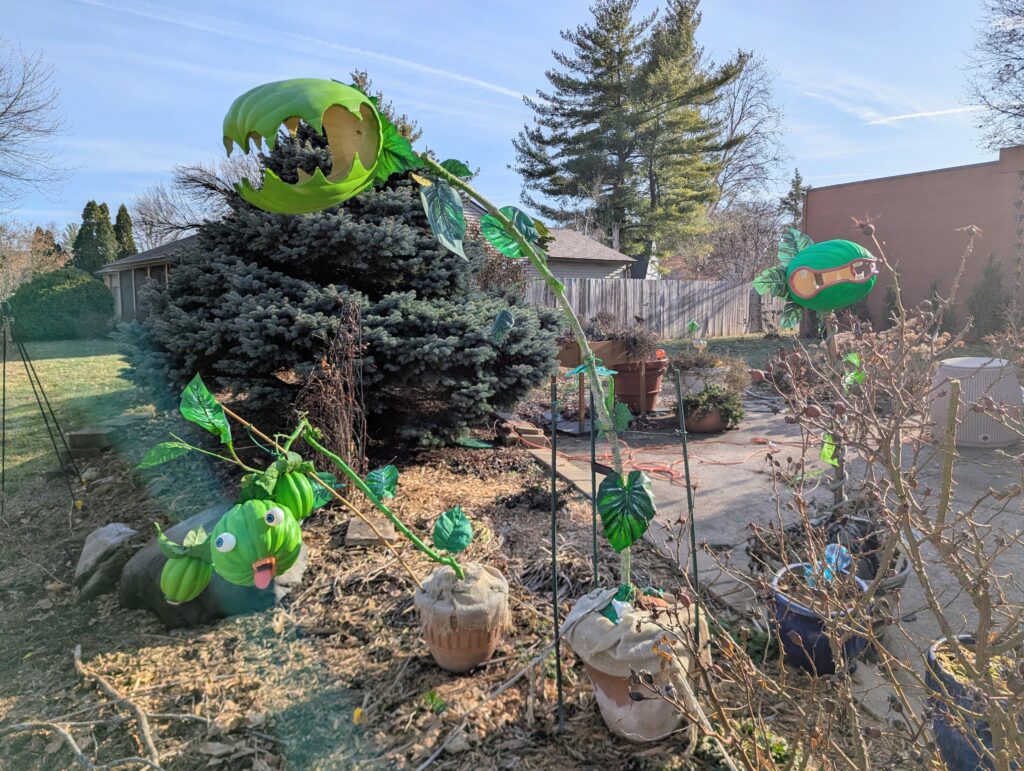 A lawn ornament of a carnivorous plant