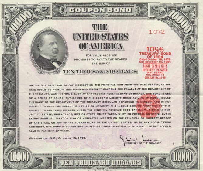 $10,000 U.S. Treasury 30-year bond